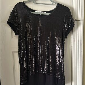 Maxstudio Black Short Sleeve Sequin Tee